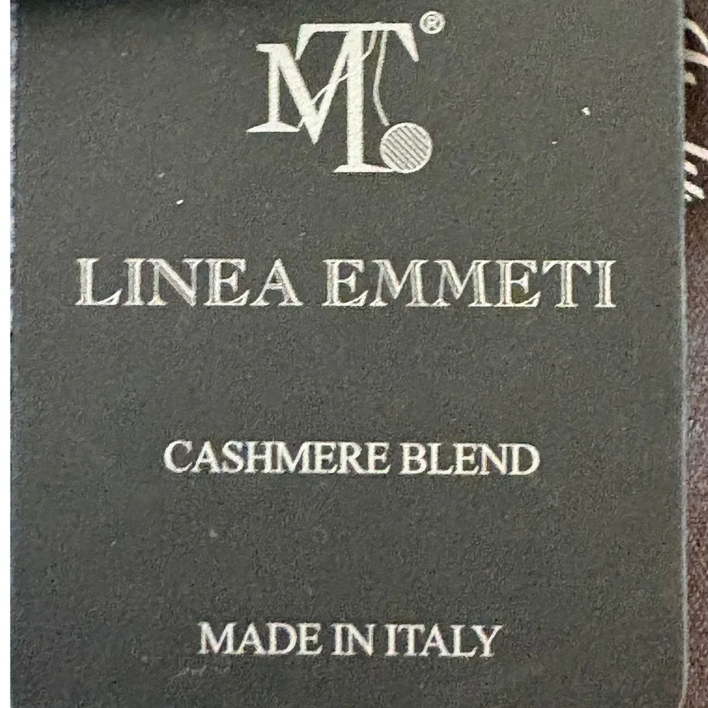 Linea Emmeti Italy Grey Windowpane Plaid Wool Cashmere Blend Fringed Scarf 12x71